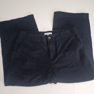 LOFT Navy Twill Wide Leg Cropped Pants Sz 14